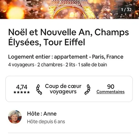 Beau Temps Aux Champs Elysees, Tour Eiffel Apartment Paris